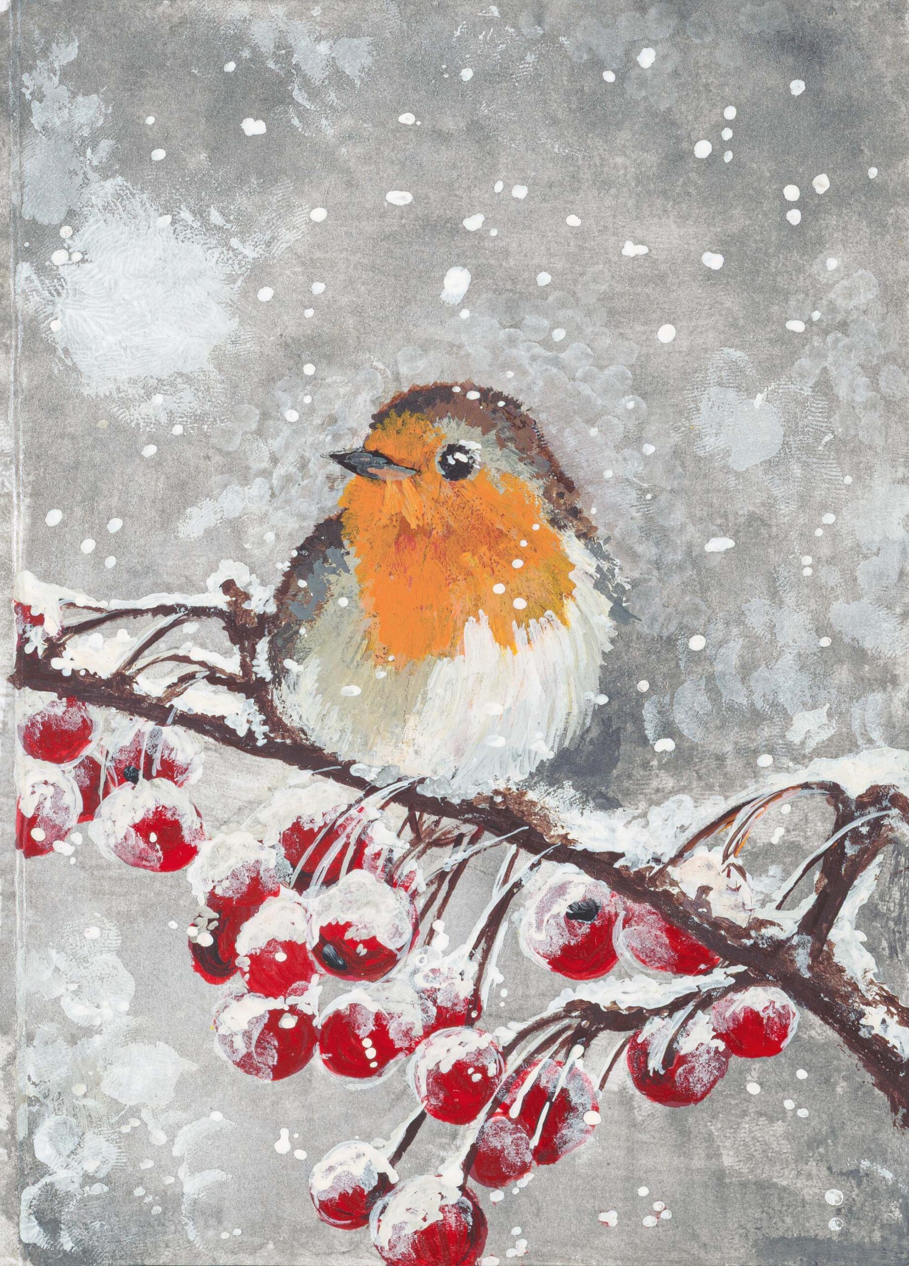 Rotkehlchen im Schnee